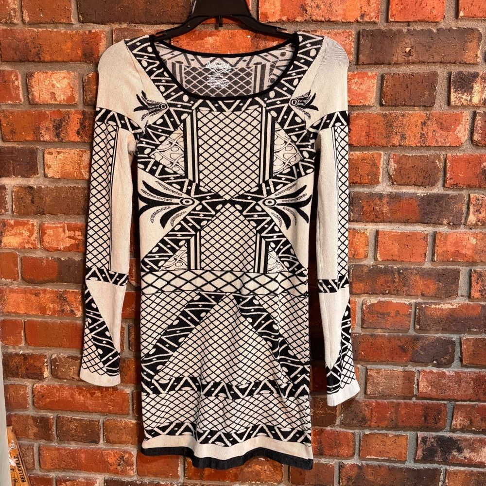 Intimately Free People womens Angels of Intarsia seemlees mini dress black/tan M